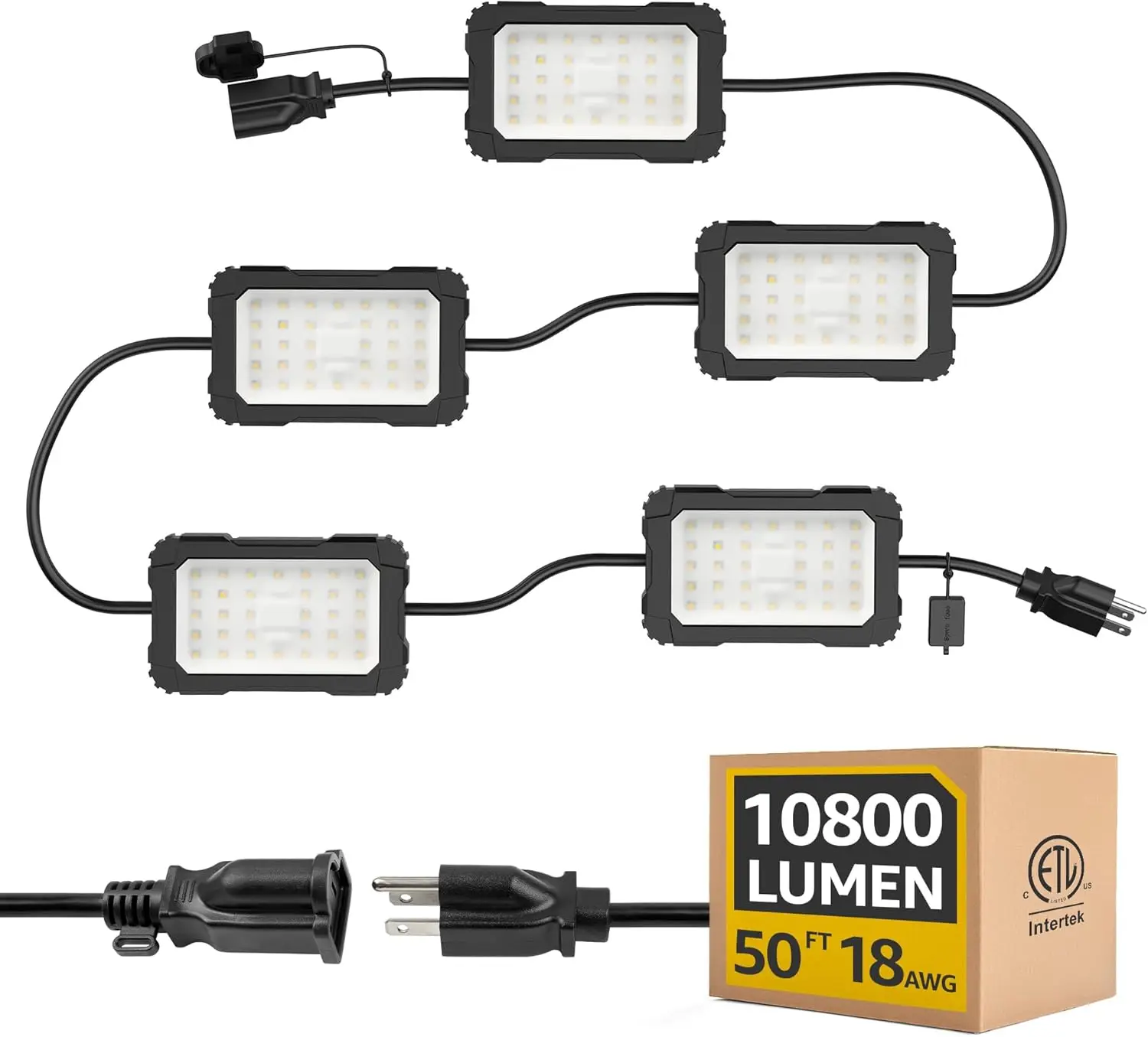 

Светодиодные рабочие гирлянды ETL: 90 Вт, сверхъяркие, водонепроницаемые, соединяемые, для наружного/внутреннего использования, строительства, гаражей