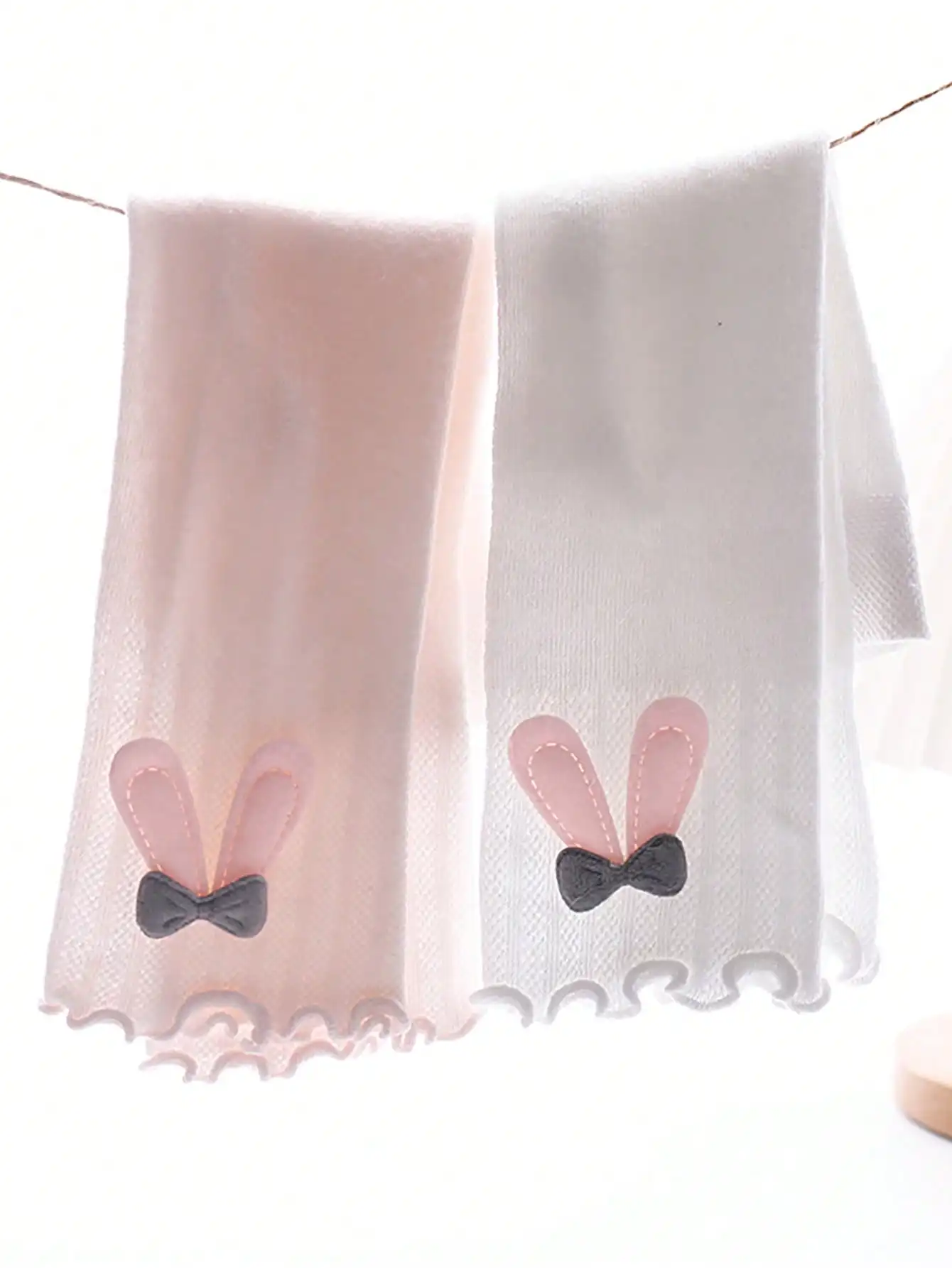 1Pc Baby Hollow Mesh Capri Tights 3D Bunny Ear Ruffle Hem Soft Breathable Summer Outdoor Dress Matching Pantyhose Leggings 0-3Y