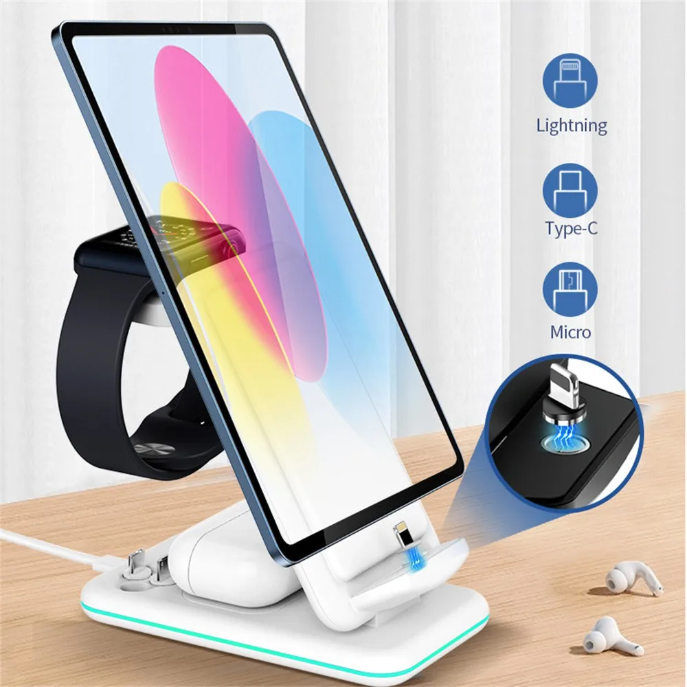 Magnetic Wireless Charger Holder Stand Fast Charging Dock Station For iPhone 14 13 12 XS Pro Max Apple Watch Airpods Galaxy Buds