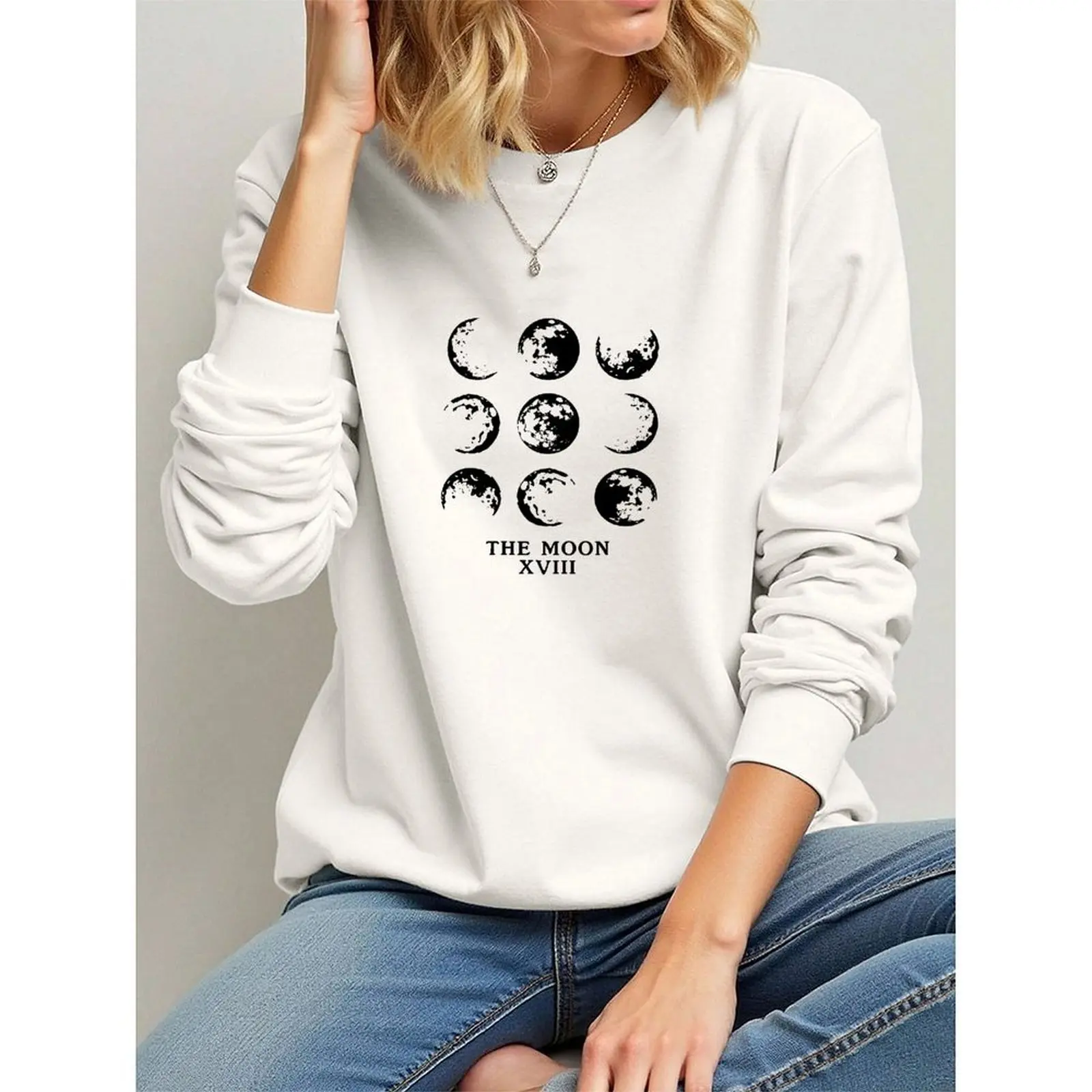 

Women Round Neck Sweatshirt Velvet Winter Casual Printed Pattern Boho Print Woman Sweatshirts Tops Y2k Clothes