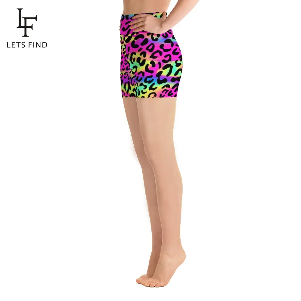 LETSFIND-pantalones cortos elásticos con estampado de leopardo para mujer, mallas deportivas de cintura alta para verano, novedad de 2019