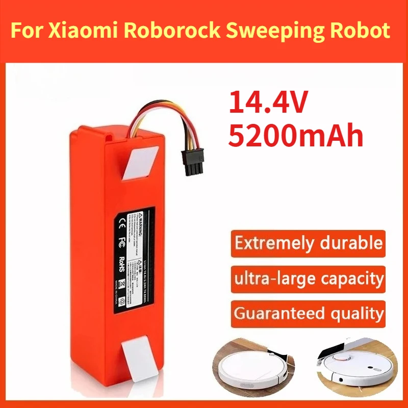 แบตเตอรี่สำรองสำหรับหุ่นยนต์ดูดฝุ่น Xiaomi Roborock 14.4V 5200mAh สำหรับเครื่องดูดฝุ่น Mijia รุ่นแรก