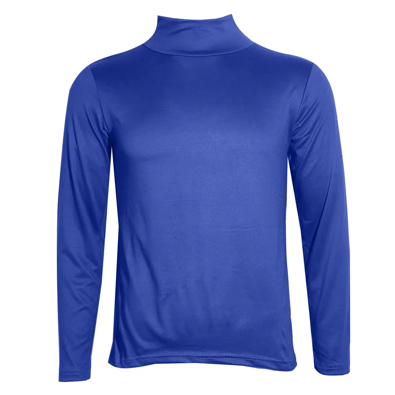 Jersey básico informal ajustado con cuello alto para hombre, Tops finos de otoño y primavera, camiseta lisa básica