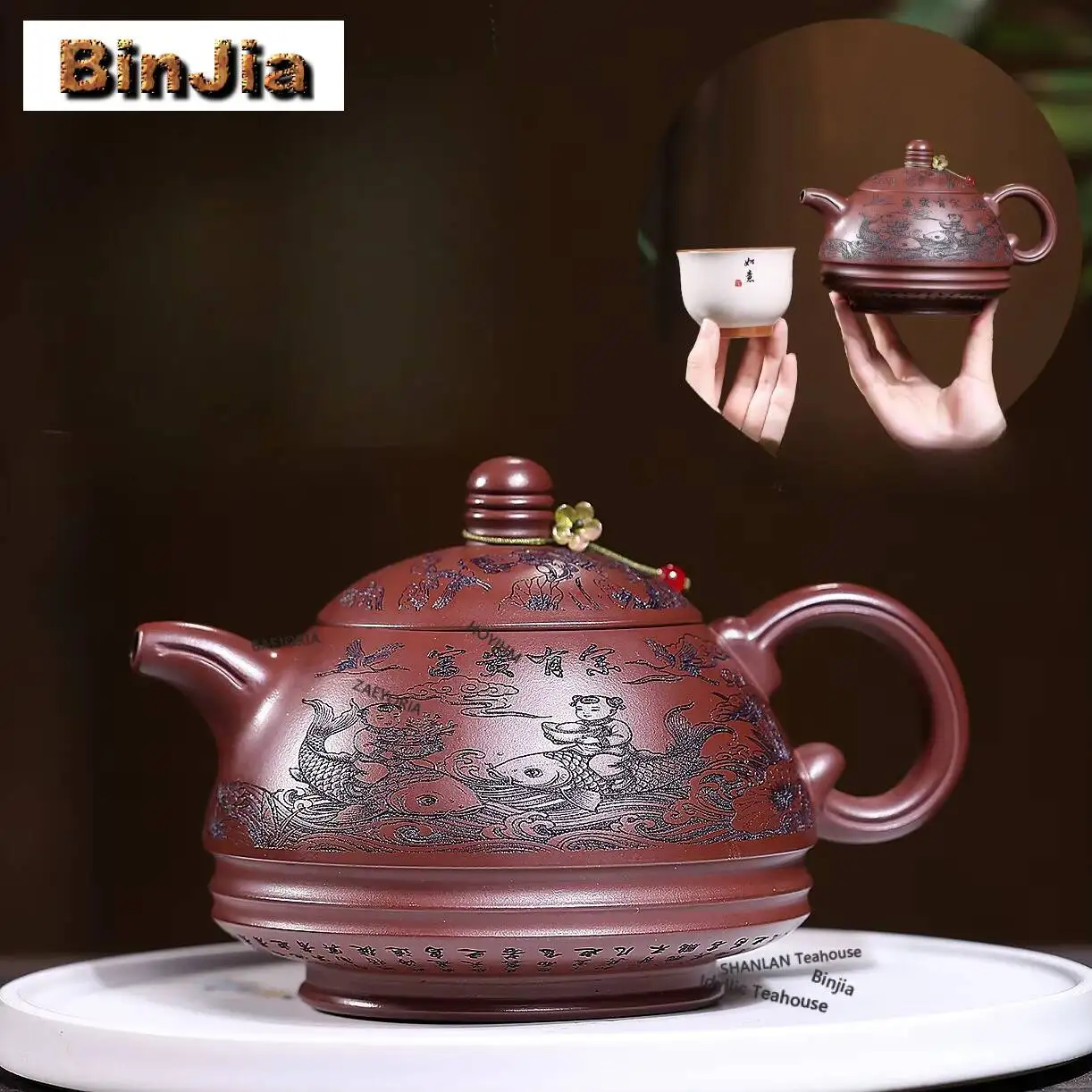 550ml Antique Yixing Purple Clay Teapots Handmade Large Capacity Pot Raw Ore Stone Red Mud Kettle Chinese Zisha Tea Set Gifts