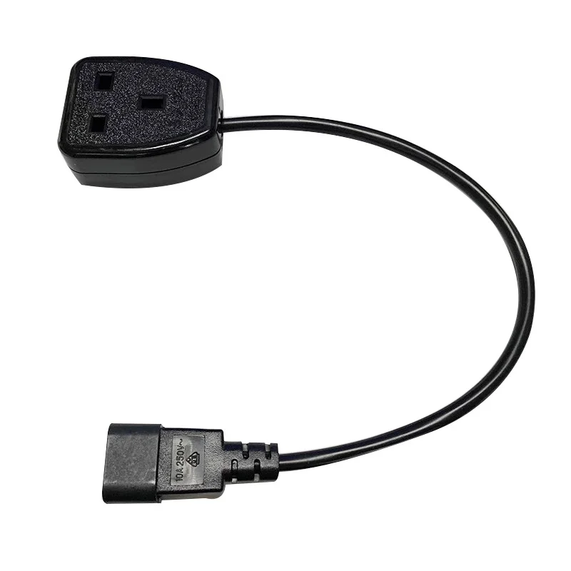 1PCS/LOT UPS/PDU conversion plug IEC320-C14 PIN to English standard female socket power extension cord 0.3-meter wire