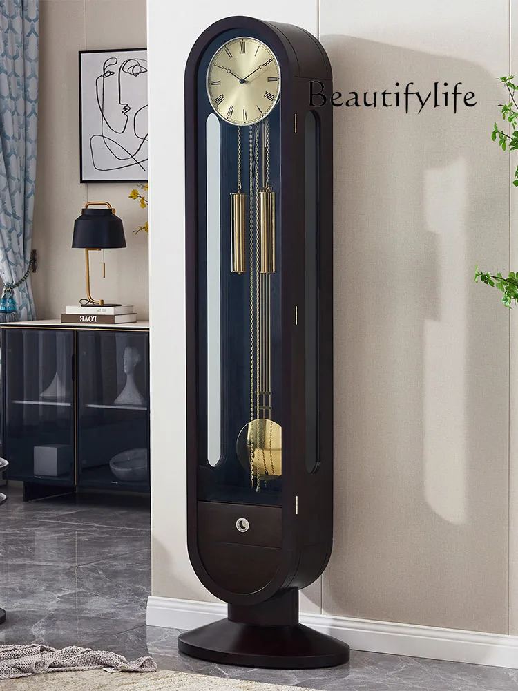 

Simple Retro Solid Wood the Grandfather Clock Movement Rosewood Mechanical Clock Simple Living Room Villa Clock