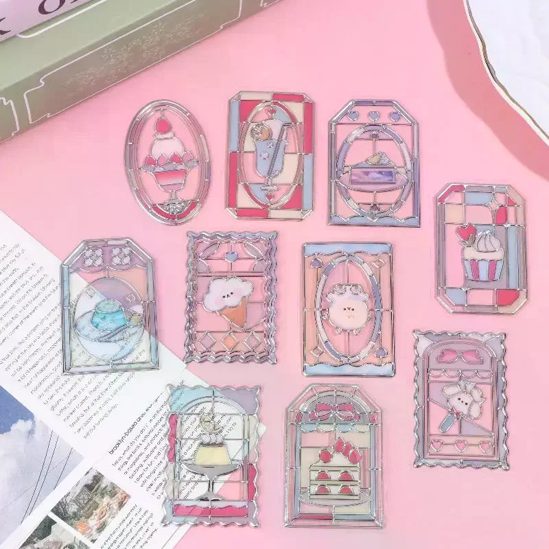 3D Relief Japanese Kawaii Stained Glass Windows Series DIY Cute Aesthetic Stickers For Scrapbooking Bookmarks