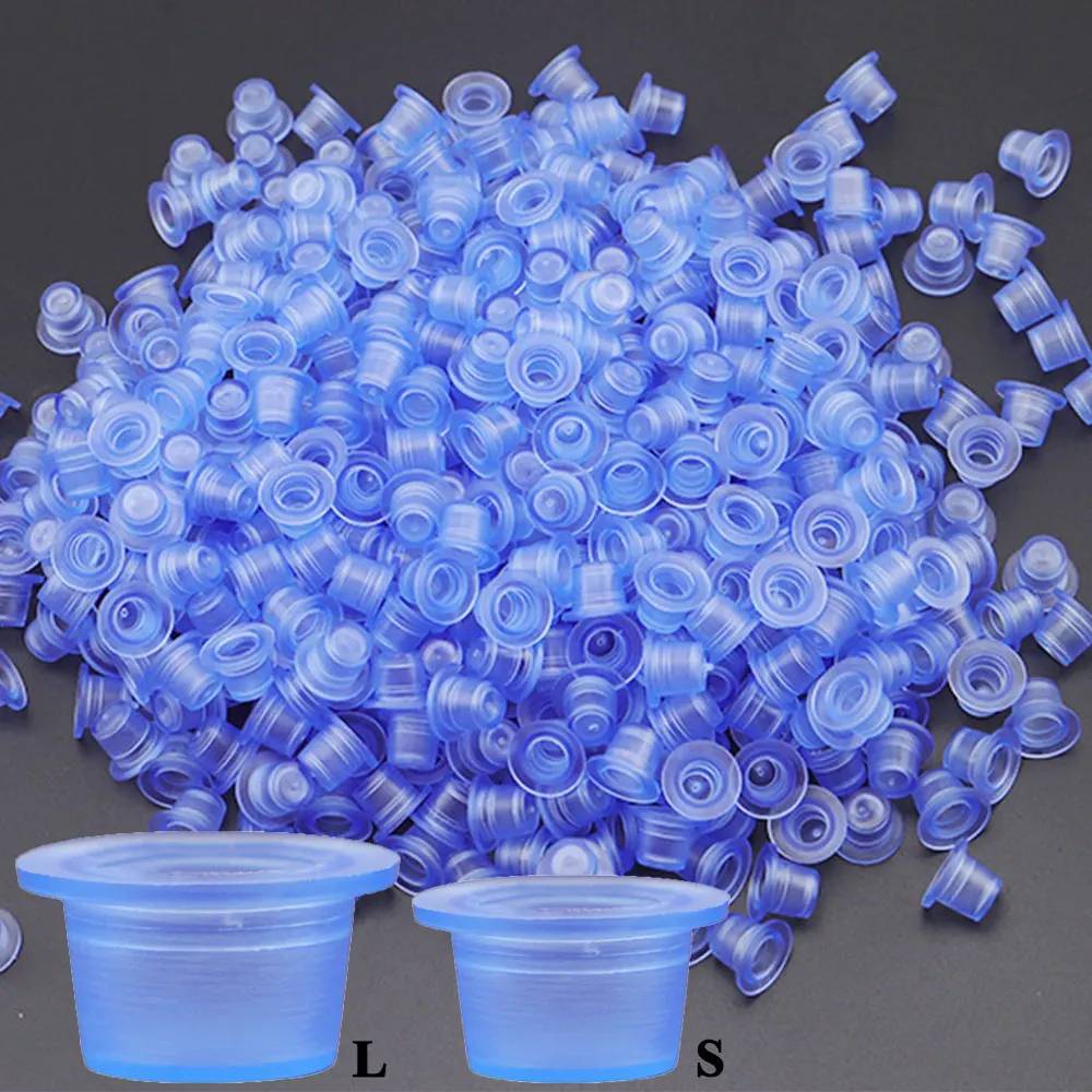 

500/100PCS Disposable Tattoo Ink Cup Small Large Size Soft Silicone Permanent Tattoo Makeup Pigment Holder Container Cap Supply