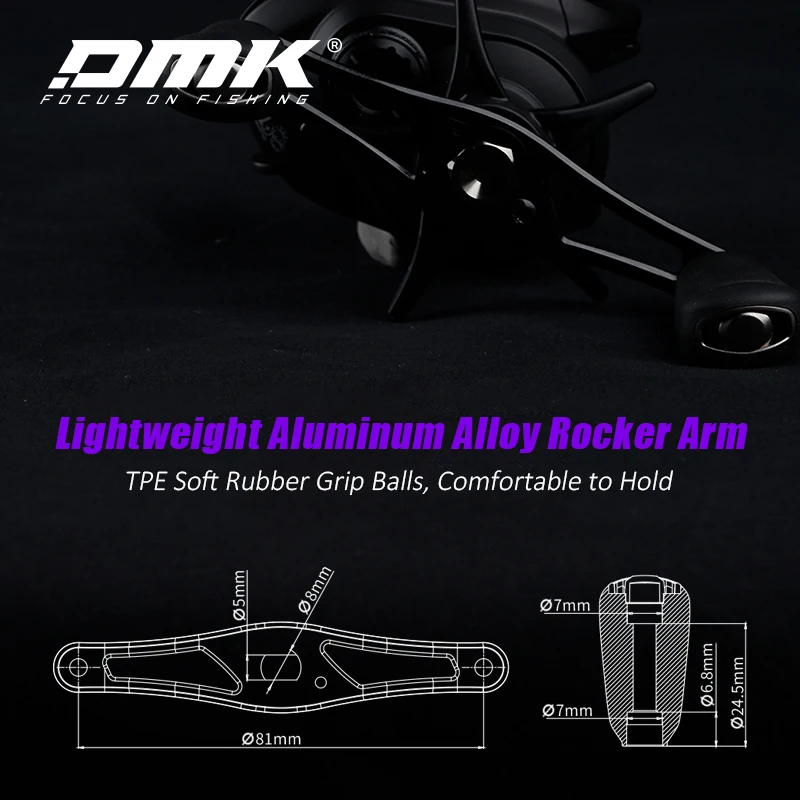 Mulinello da baitcast ad alta velocità DMK: rapporto di trasmissione 8,5:1, trascinamento da 11 libbre, freno MIIEC - leggero per spigole e pesci (pesca con esca)