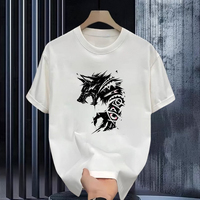 25SS Men's Cool Wolf Print T-Shirt Leisure Fashion Cotton Tees Comfortable and Breathable Brand T-shirt Summer Streetwear Tops