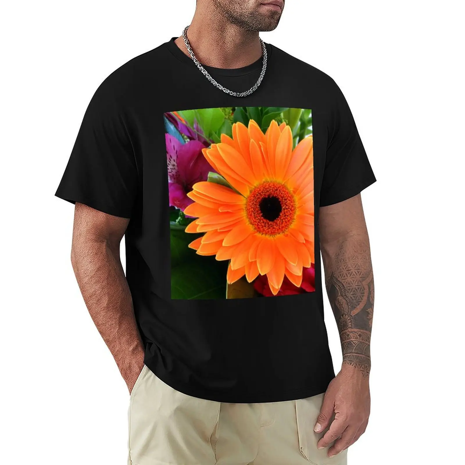 

Orange gerbera T-Shirt vintage anime shirt basketball graphic tees T-shirts for men cotton