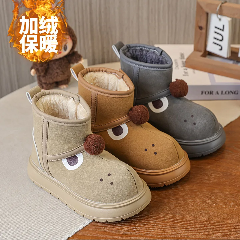 

Cartoon Cute Children's Cotton Snow Boots Winter New Boys and Girls Round Head Warm Cotton Boots 2025 Classmates