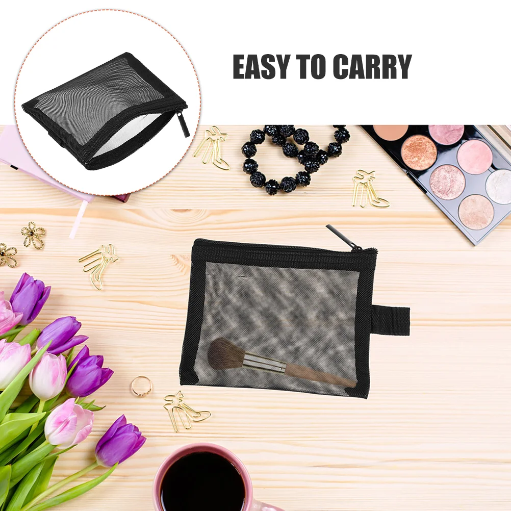 2 Pcs Bag Small Makeup Toiletry Bags for Women Mesh Traveling Zipper Pouch Organizer