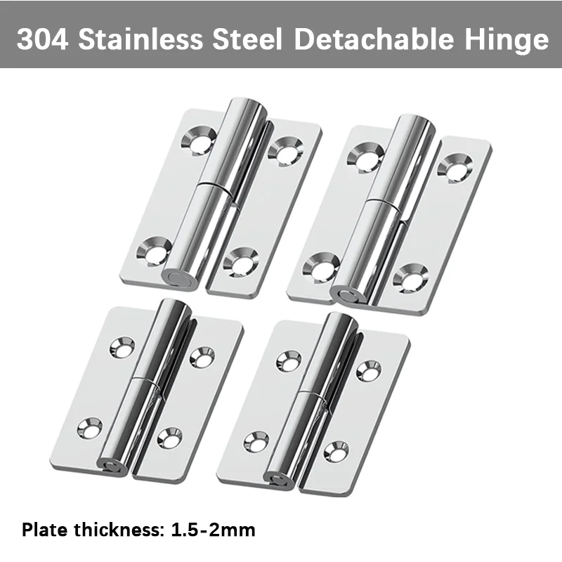 1-10pcs 304 Stainless Steel Detachable Hinge, Heavy Duty Industrial Hinge, Folding Hinge for Cabinet Door, 4‑Hole Flat Hinge