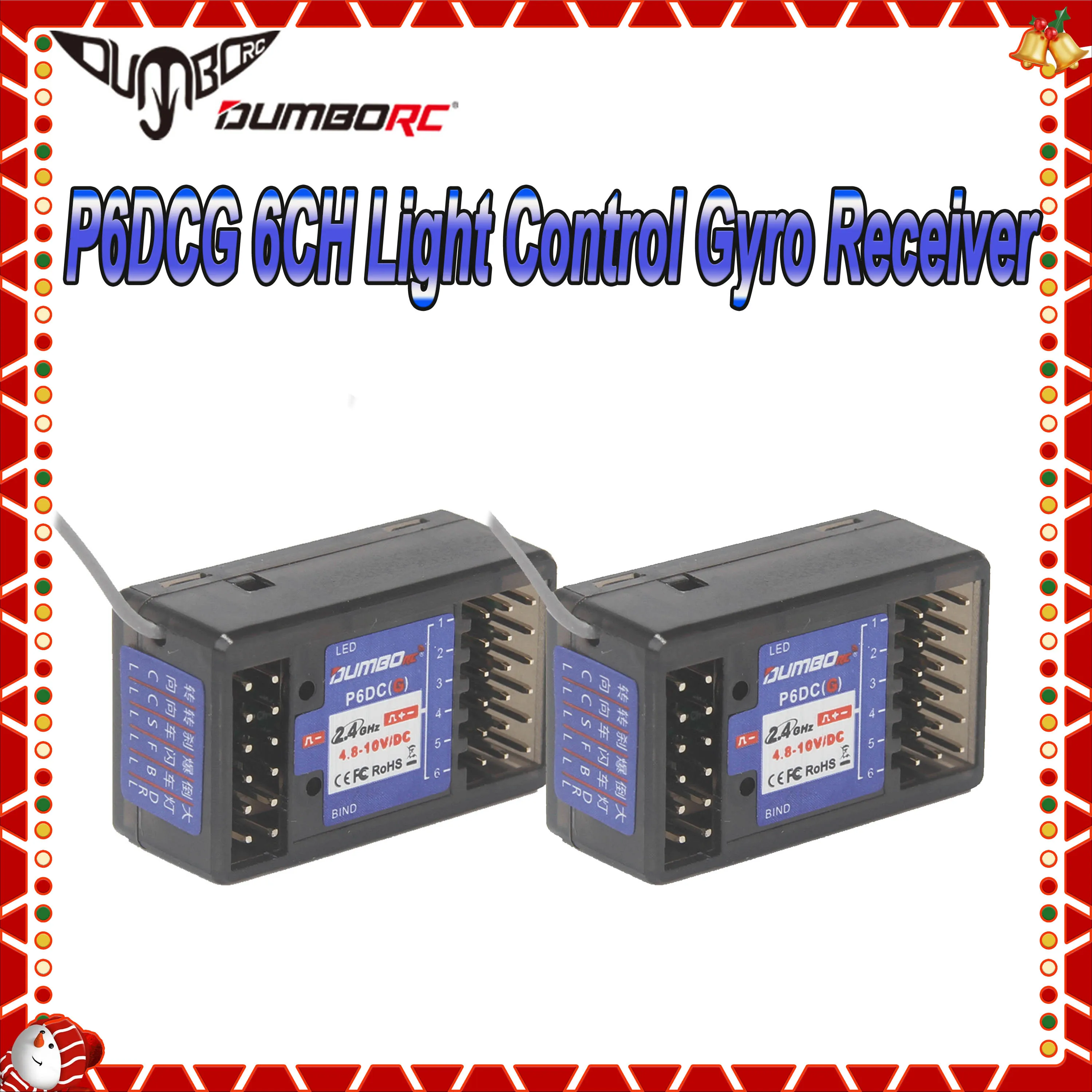 

DUMBORC P6DCG 6CH 2.4G Light Control Gyro Receiver for X6 X5 X4 DDF350 Transmitter RC Model Car Boat Tank Plane Axial SCX10 D90