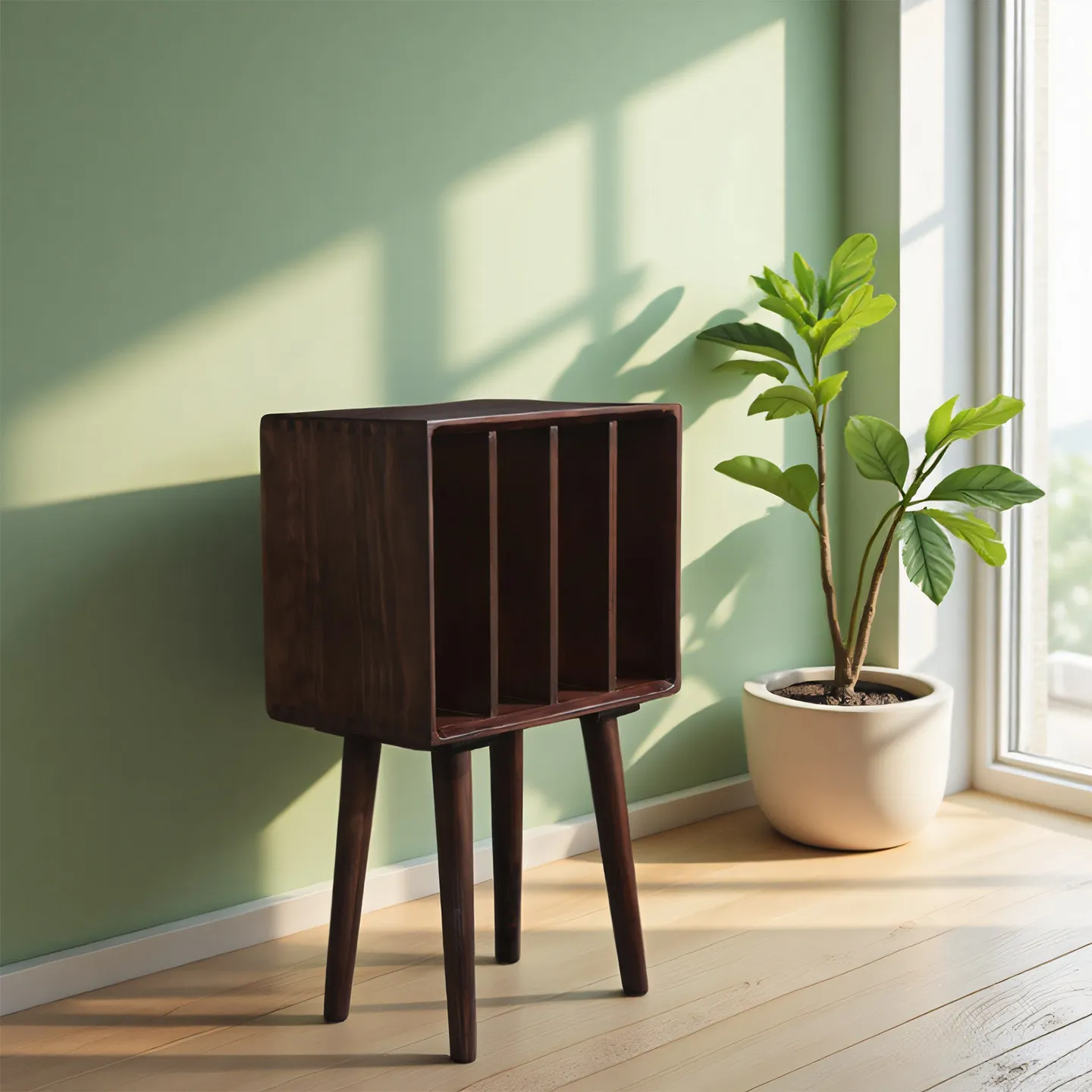 Vinyl Record Rack, Gramophone Cabinet, Solid Wood Storage Box, Magazine Cabinet, Minimalist Nordic Style.