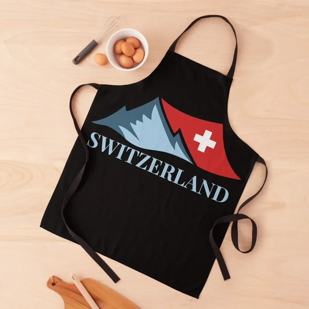 

Swiss Alps with Swiss Flag - Travel Apron Novelties Kitchen And Home Kitchen Handle For Women Manicurists Cooking Apron