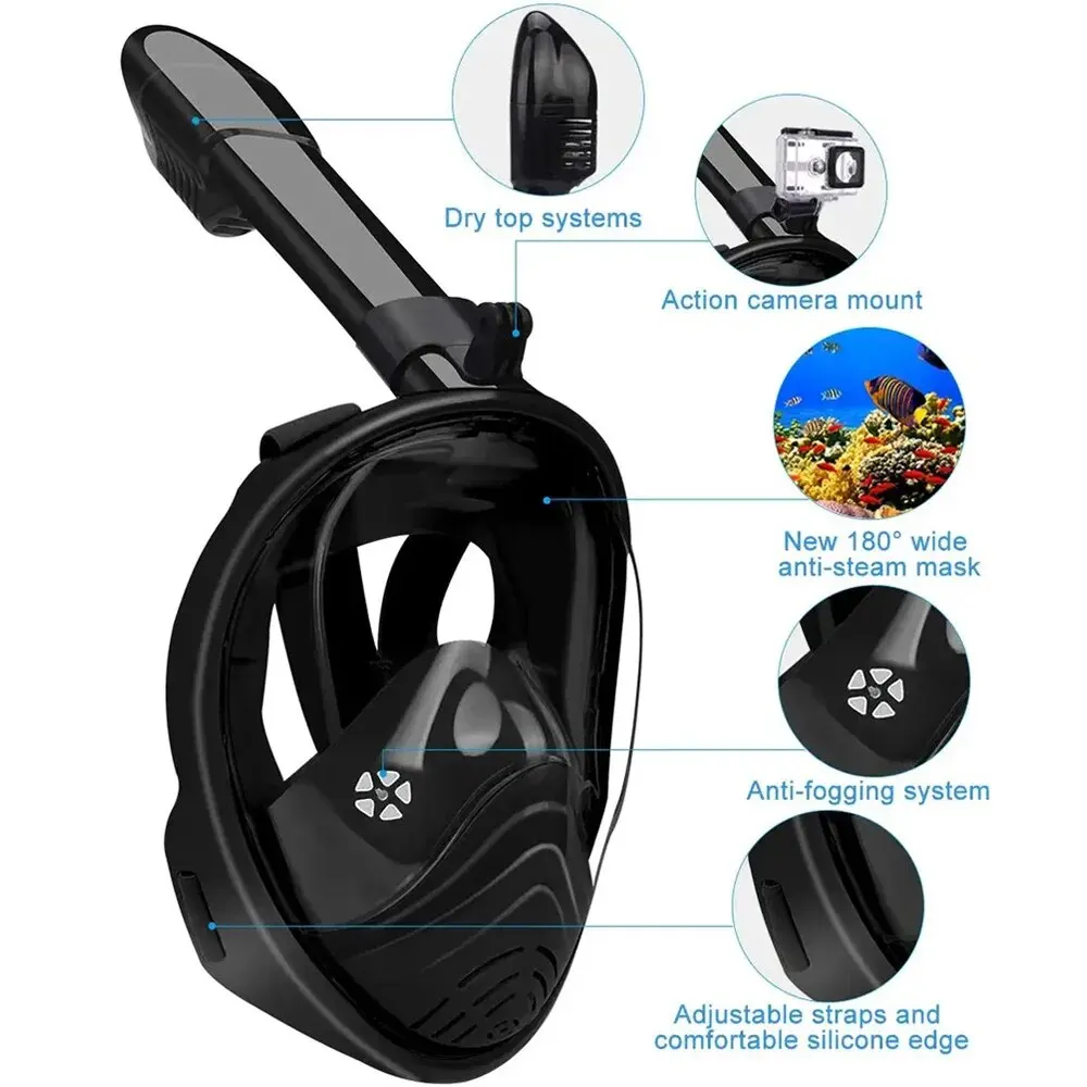 Underwater Snorkeling Full Face Children Swimming Mask Set Scuba Diving Respirator Masks Anti Fog Safe Breathing for Kids Adult view 3