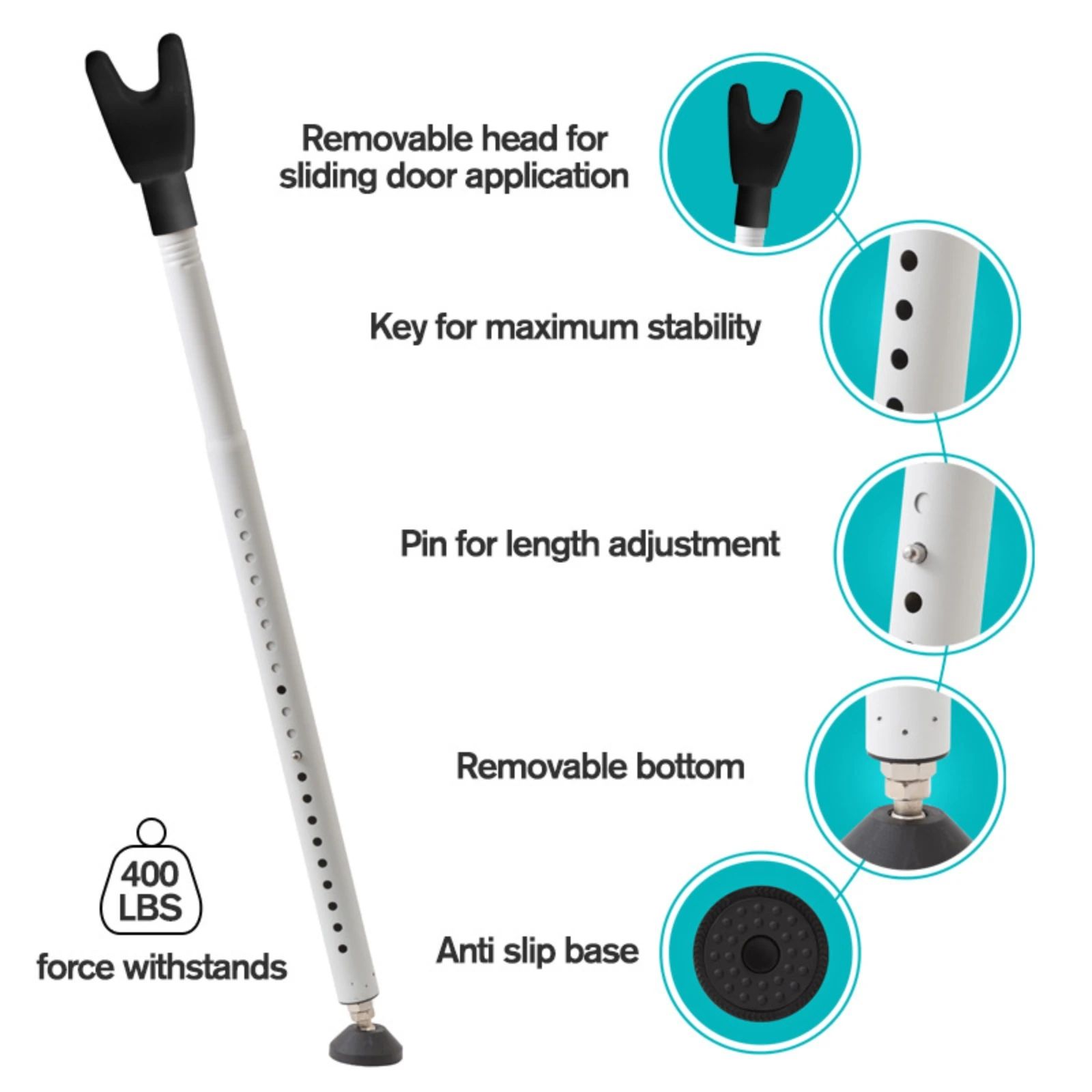 

Telescopic Door Support Rod Non-Slip Sliding Door Support Rod Home Hardware Pin-Lock-Lock Removable