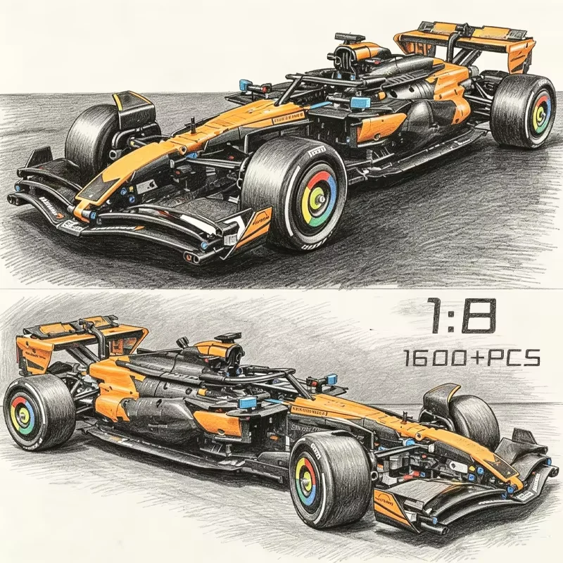 new-42228-1675pcs-1-8-orange-technical-racing-car-model-building-kits-sport-cars-toys-collectible-build-display-decor-boys-toys