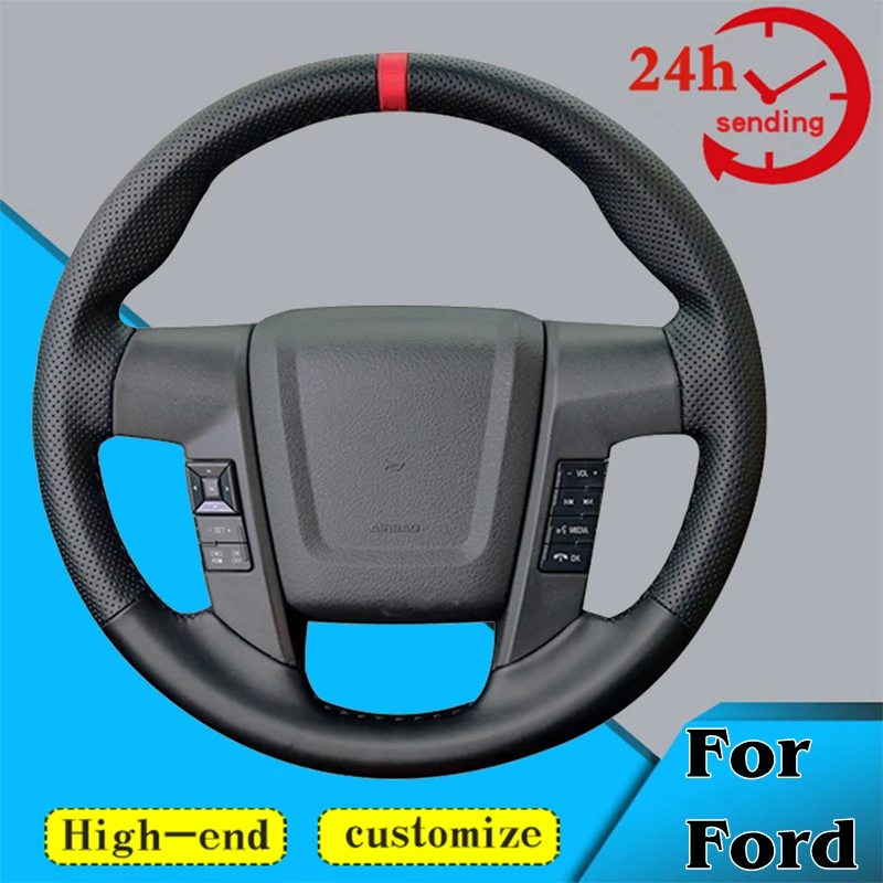 Custom Steering Wheel Braid Cover 100% Fit For Ford F150 F-150 SVT Raptor 2010 2011 2012 2013 2014 Auto Interior Accessories