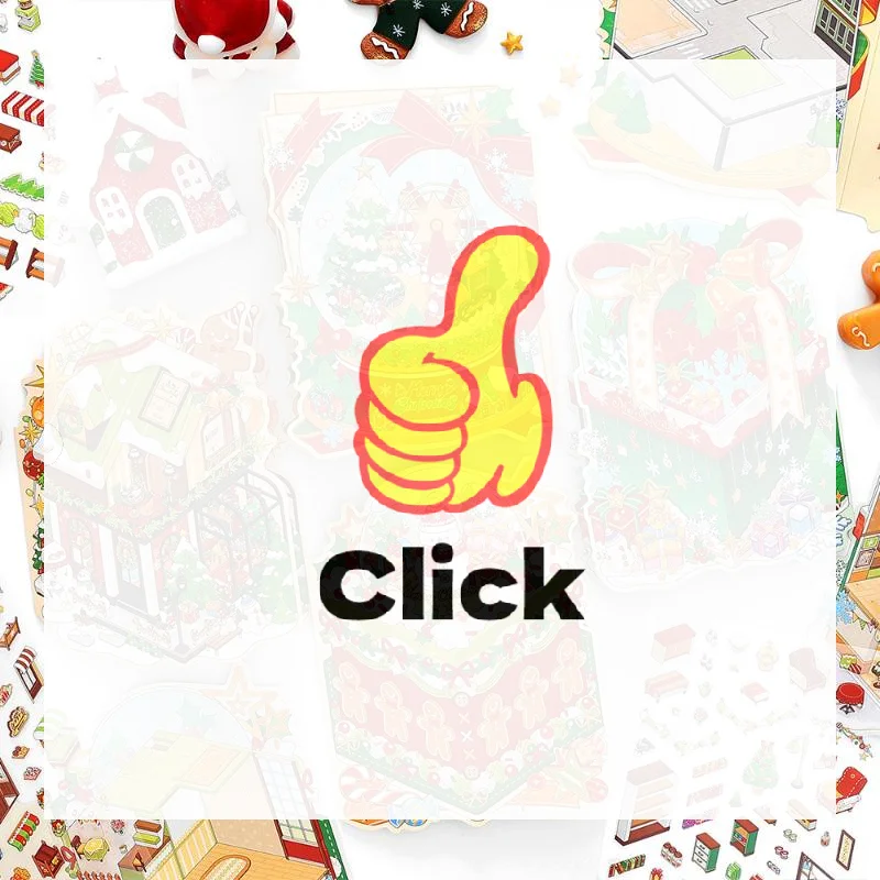 1/4개 크리스마스 미니어처 디오라마 풍경 스티커 귀여운 만화 포켓 DIY 장면 장식 미적 문구 스티커