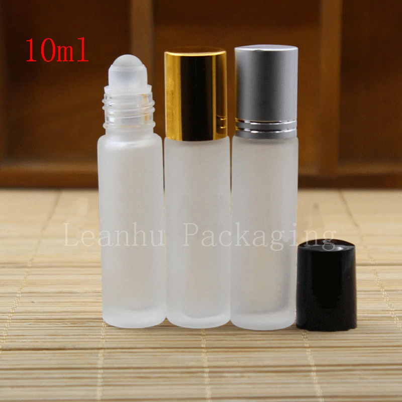 10ml Transparent Frosted Roll On Glass Bottles For Essential Oil With Aluminum Cap 10cc Sample Glass Vial Perfume Glass Bottles