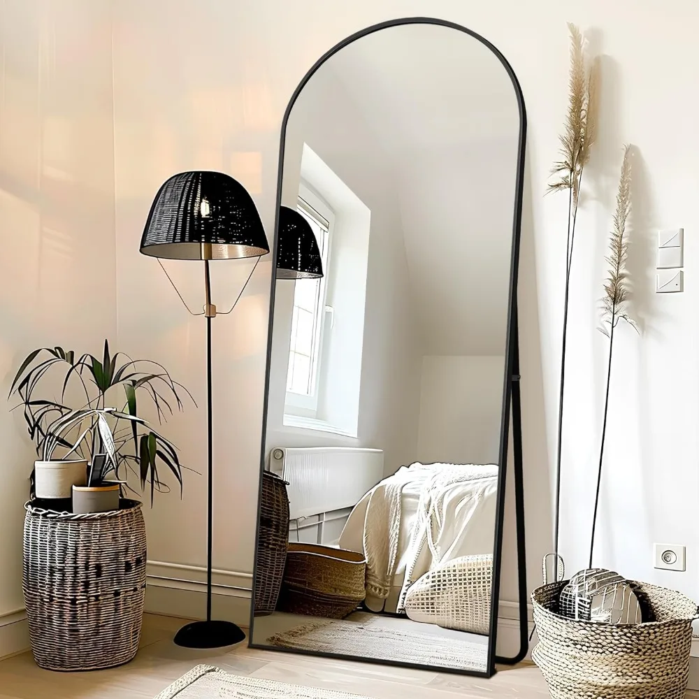 

NicBex Arched Full Length Mirror with Stand, 64"x 25" Black Full Body Mirror, Aluminum Alloy Frame Floor Mirror, Free Standing M