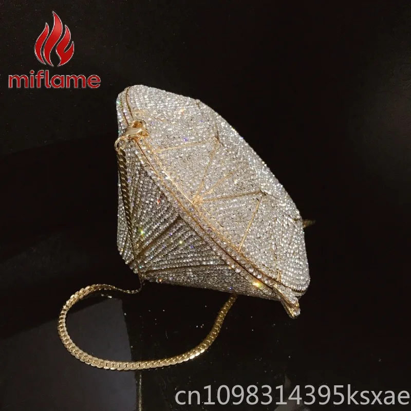 Sparkly Crystal Clutch Bag Handbag Diamond Shape Rhinestone Evening Party Wedding Purse for Women Luxury
