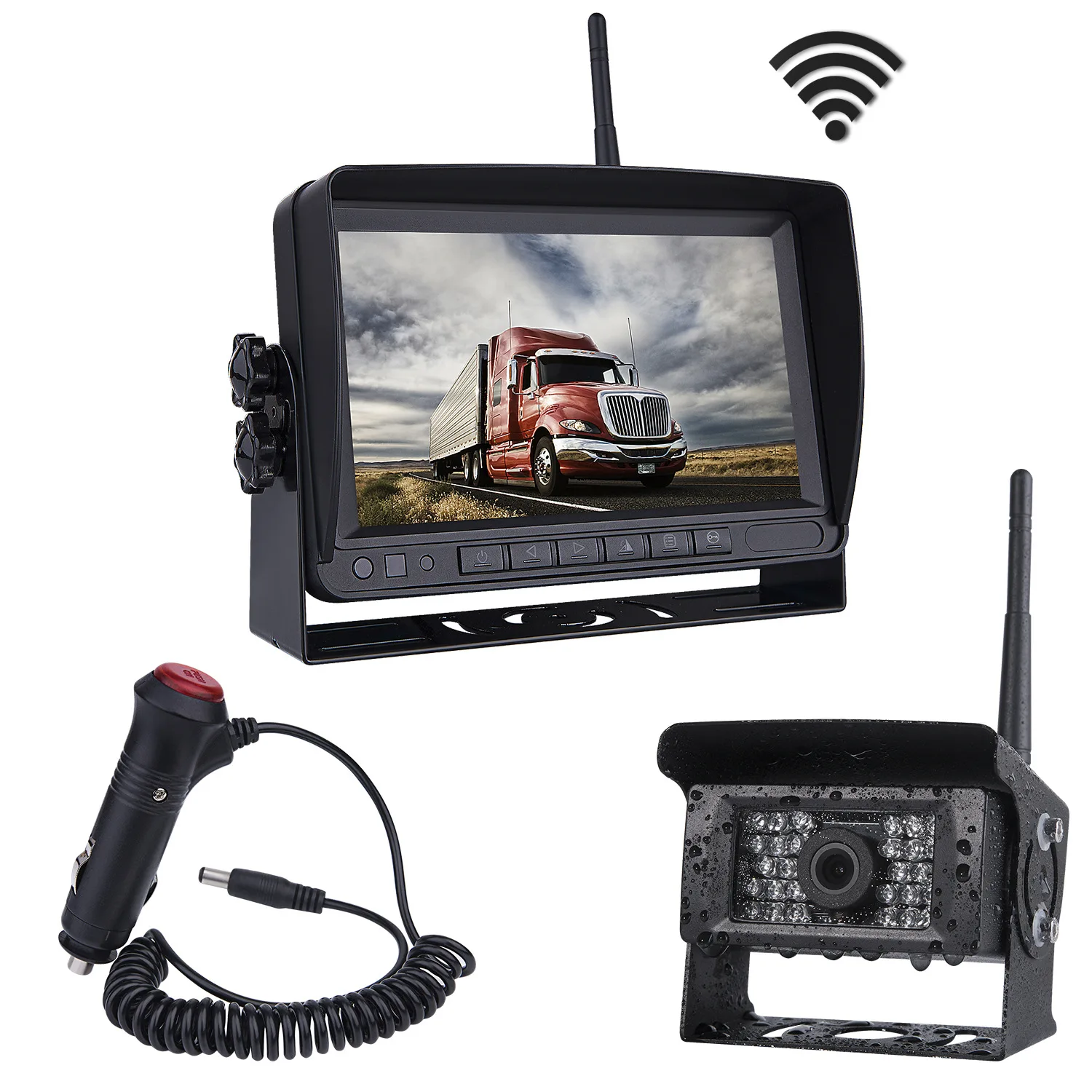 7Inch TFT Monitor 550TVL  2.4Ghz  Wireless Rear View Backup Camera For Bus Truck Water-proof Reverse Camera