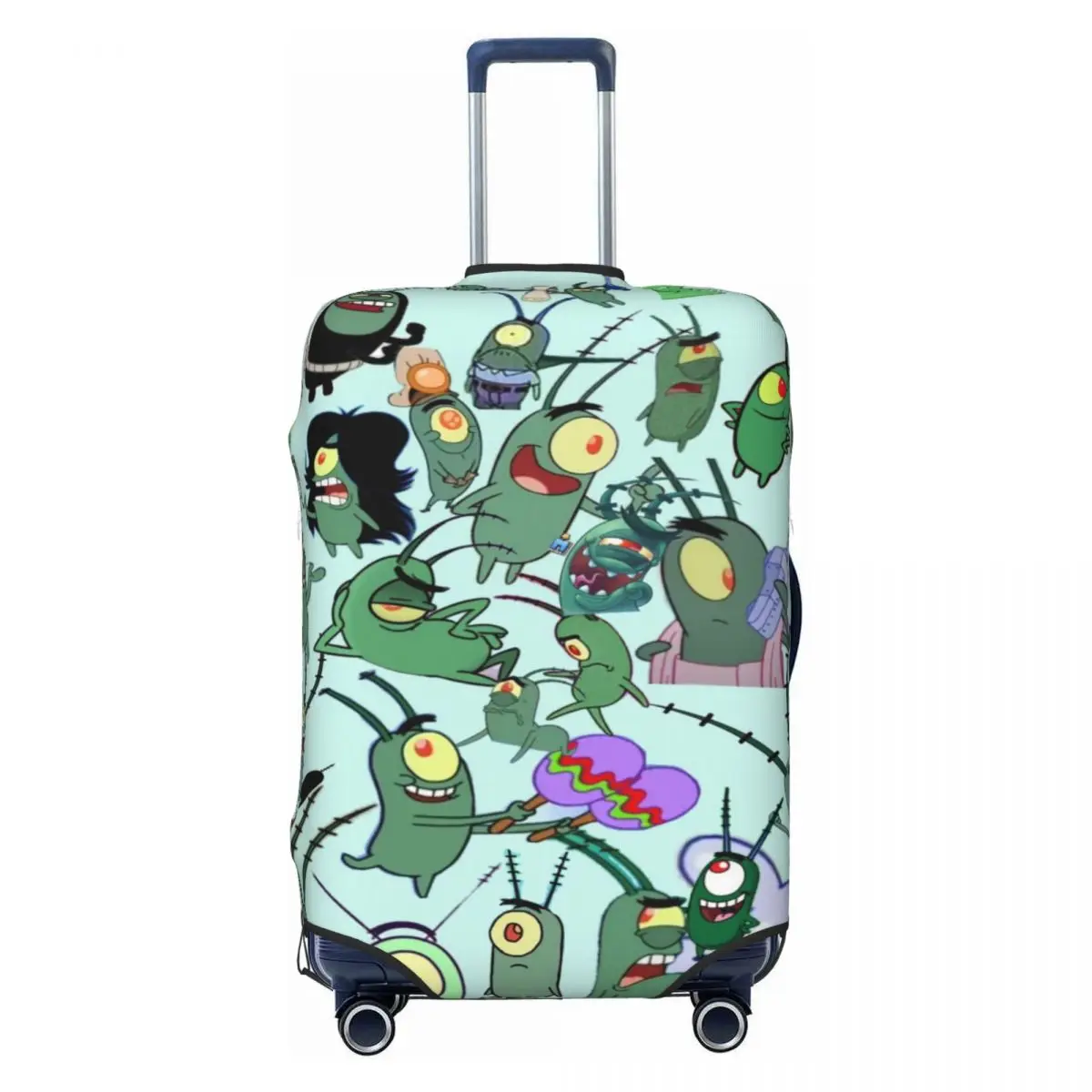 

Custom SpongeBobed Plankton Travel Luggage Cover Washable Suitcase Cover Protector Fit 18-32 Inch