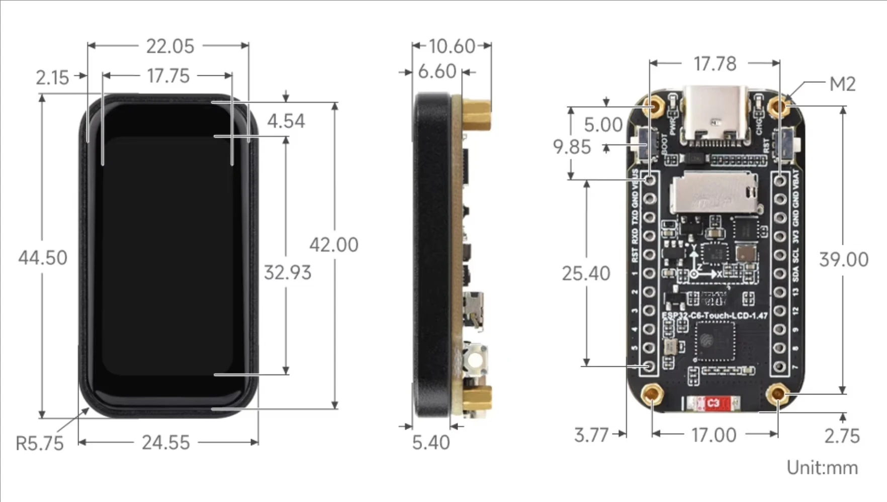 for Waveshare ESP32-C6 1.47inch Display Development Board, 172×320, 262K Color, Supports WiFi 6 & Bluetooth, ESP32 With Display