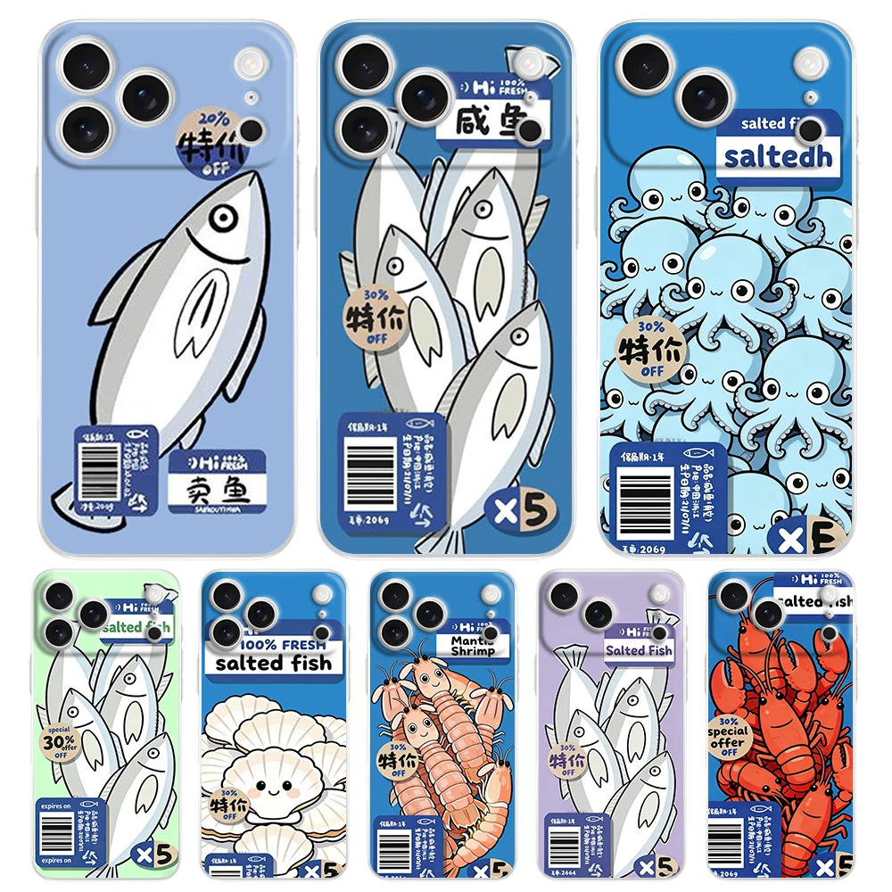 Soft Clear TPU Phone Case For iPhone 17 Air 16E 16 11 15 14 Pro MAX 12 13 7 8 Plus SE Easter Cover Discounted Salted Fish