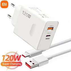 Xiaomi 120W USB Charger Fast Charging QC3.0 USB C Type C Cable Wall Phone Charger Adapter For IPhone Huawei Samsung Quick Charge