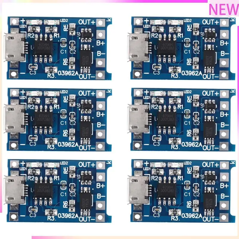 B27B 6 uds para módulo de carga TP4056 con protección de batería 18650 BMS 5V Micro-USB 1A placa de carga para 18650