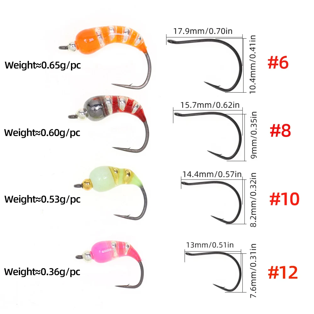 Moscas Bead Head ICERIO – Ninfa Caddis Pupa Pesca en Hielo Trucha - imagen 3