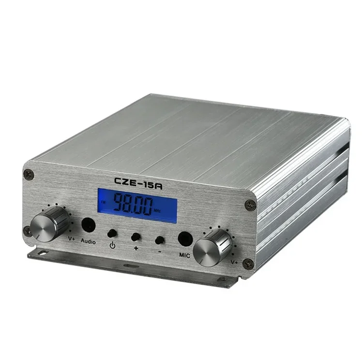 CZE-15A Stereo PLL FM Transmitter 3W/15W Wireless Radio Station Broadcast 87-108MHz Broadcasting Audio Transmitters LCD