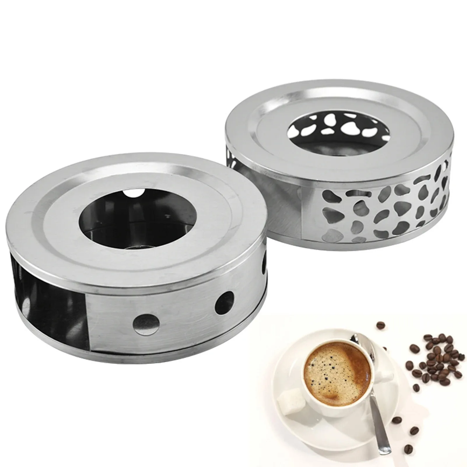 Coffee Tea Warmers 6.2 inch Stainless Steel Round Base Candle Heater Teapots & Coffee Serving Accessories