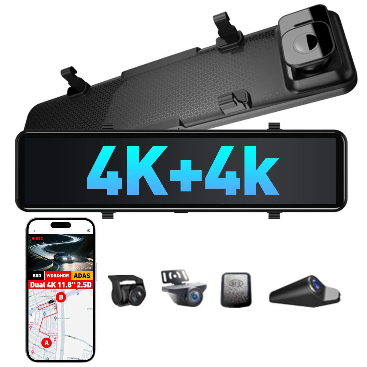 2026 4K 4-Channel Recording 170 Angle IPS 12