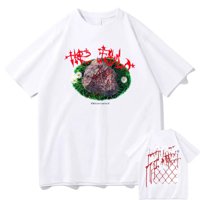 Bladee The Fool Drain Gang Music Album Double Sided Print T-shirts Men Women Hip Hop Casual Tshirt Man Rock T Shirt Streetwear