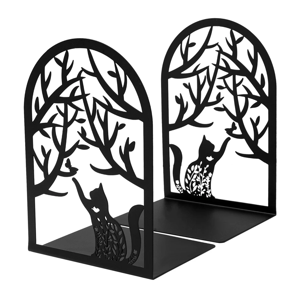 

Черная металлическая книжная полка для кошек, идеальный выбор для любителей кошек, коллекционеров книг и любителей домашнего декора.