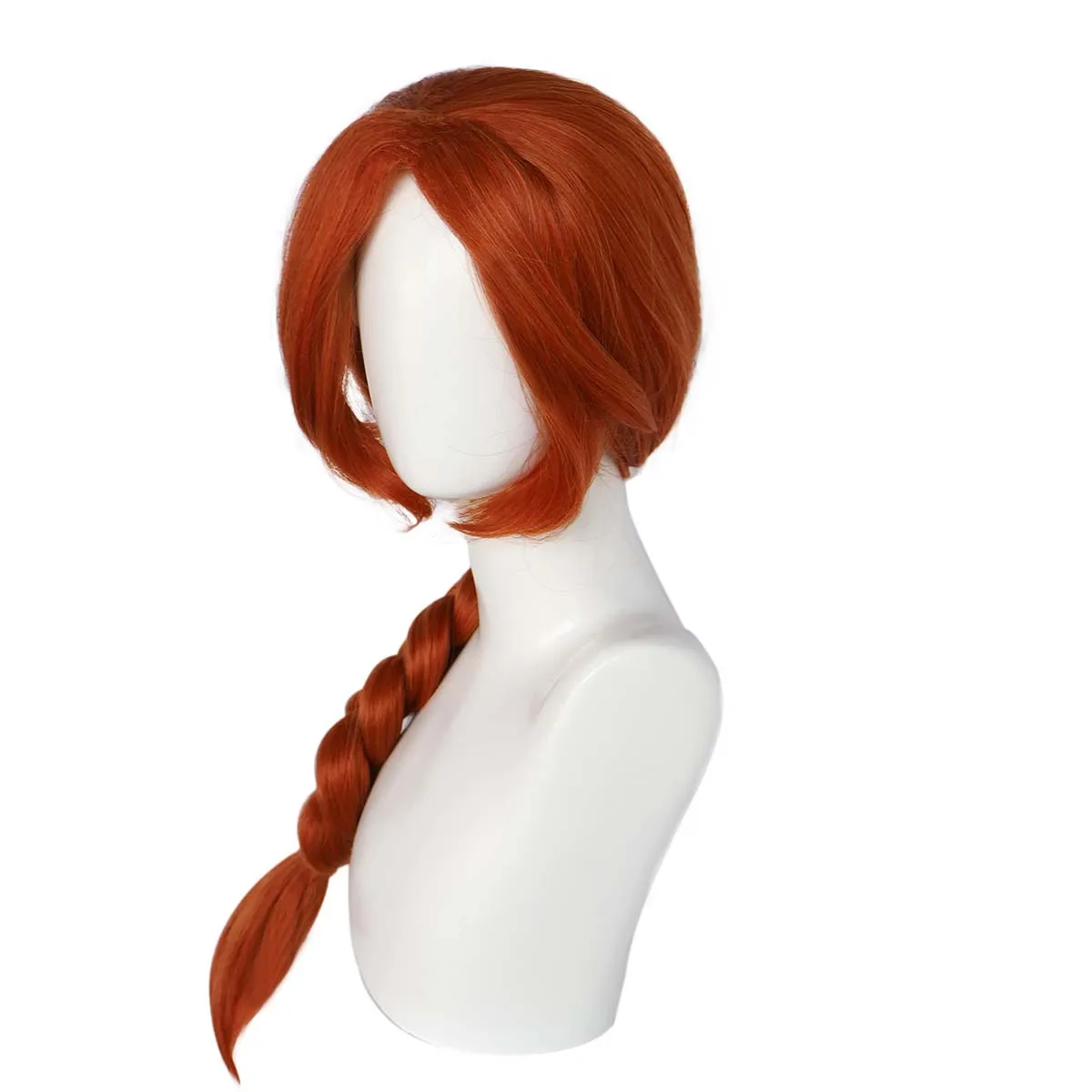 Women Princess Fiona Cosplay Wig Long Straight Brown Orange Braided High Temperature Fiber Adjustable Net Cap