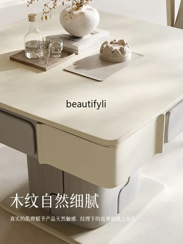 

V cqyCream wind solid mahjong table table dual-purpose automatic household high-end mahjong machine