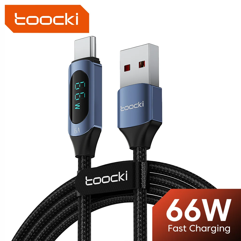 Toocki 6A USB A to Type C Cable for Xiaomi POCO LED Display PD Fast Charging Charger USB C Cable for iPhone 16 15 Macbook iPad