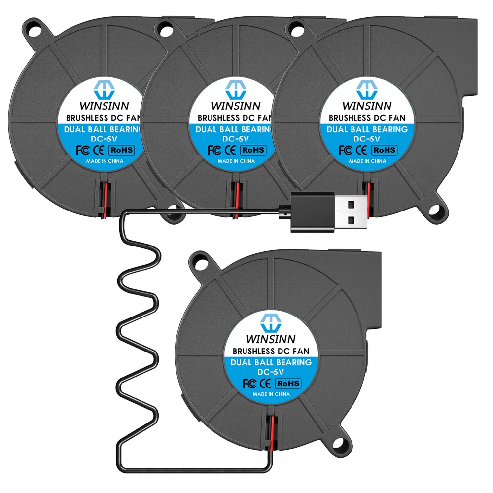 WINSINN 5015 50mm Fan USB 5V 12V 24V 1 Meter , 3D Printer Micro Blower Hydraulic / Dual Ball Bearing, Cooling 50x15mm