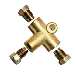 Conector de tubo de freno de 3 vías de cobre, 1 piezas, tuerca corta macho 3 x M10 para tubería de 3/16 pulgadas, accesorios para coche