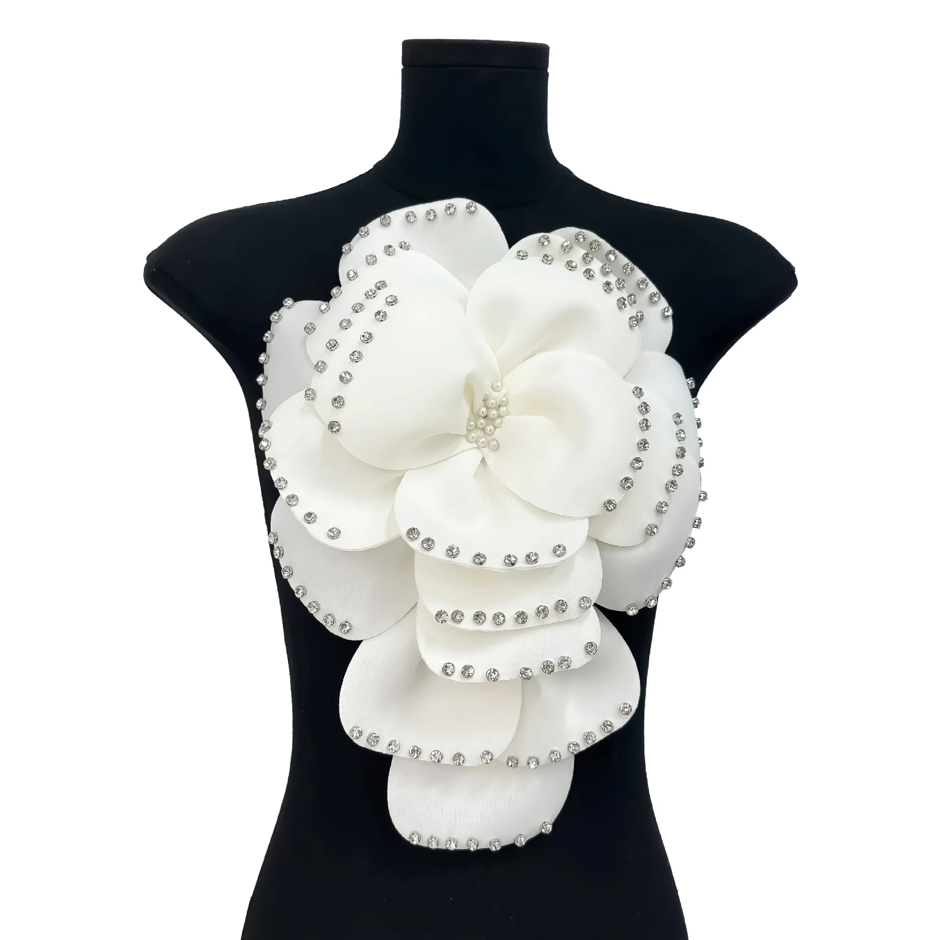Handmade Large Fascinator Hairpin Women Pink White Red Large Rhinestone Studded Flower Brooches Costume Decoration Acessories