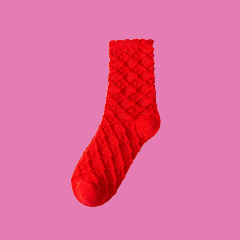 3/6 Pairs High Quality Women's Red Socks Mid-tube Socks Spring And Autumn Cotton Socks Bright Red Wedding Festive Socks