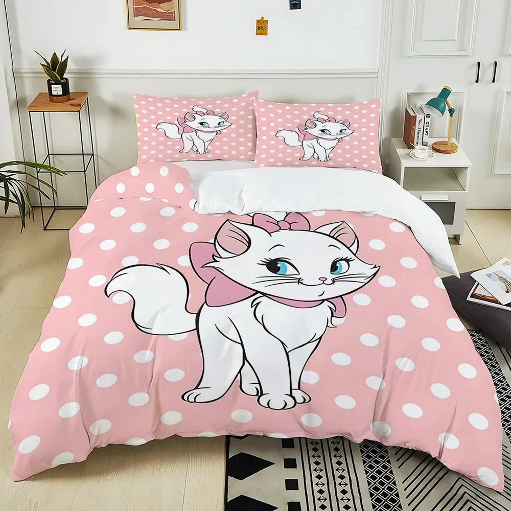 Disney Mary Cat Bedding Set, Girls Duvet Cover Pillowcase, Mary Cat Home Bedroom Duvet Cover for Girls