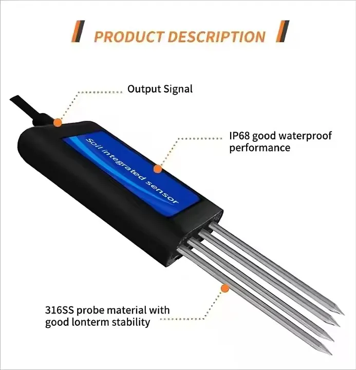 Sonda analizzatore sensore terreno agricolo 8 in 1 NPK RS485 Temperatura EC salinità Contenuto d'acqua Misuratori PH umidità del suolo